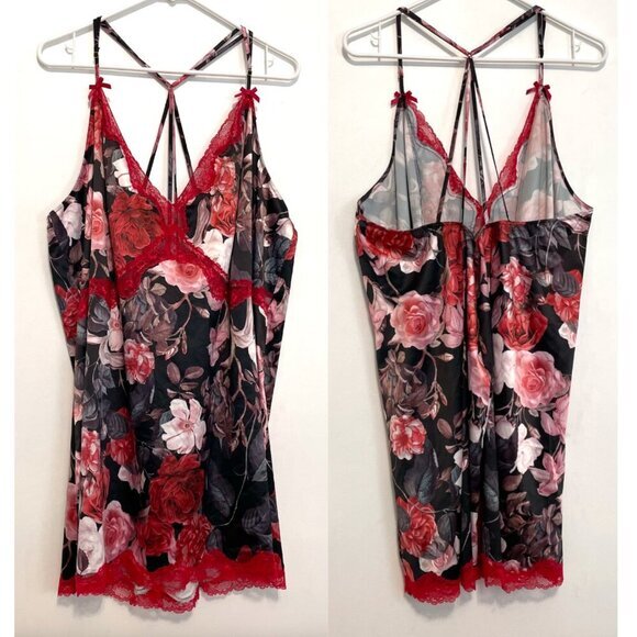 CACIQUE LANE BRYANT Plus Size Rose Bloom Floral Print / Lace Chemise Lingerie 4X - Picture 2 of 16